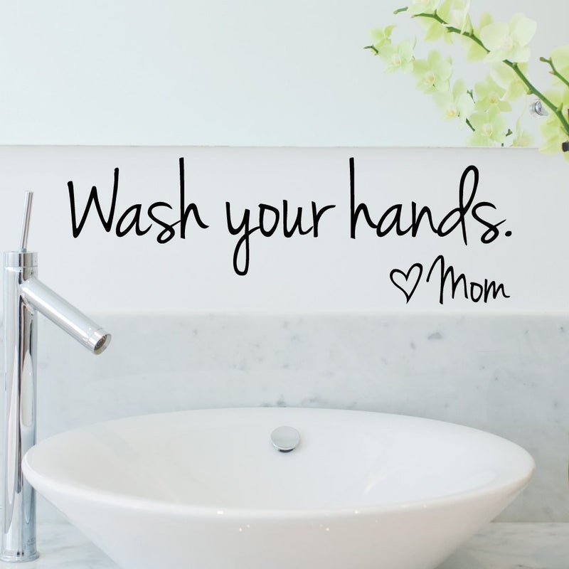Kaariss DIY Wash Your Hands Love Mom Quote Bathroom Wall Stickers Waterproof Art Vinyl Decal Bathroom Wall Decor - Image 4